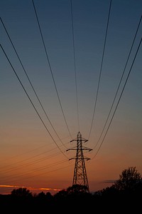 Free power cables at sunset image, public domain design CC0 photo.