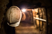 Hardhat in a mine. Free public domain CC0 photo.