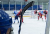 Free ice hockey players at game photo, public domain sport CC0 image.