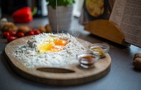 Free eggs in flour image, public domain food CC0 photo.