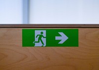 Free fire exit sign image, public domain CC0 photo.