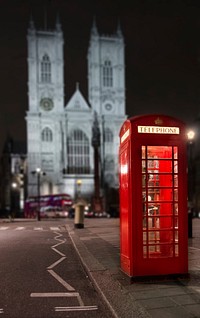 Phone booth in London, free public domain CC0 image.