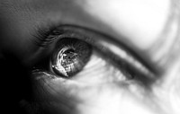 Human eye black & white background, free public domain CC0 image.