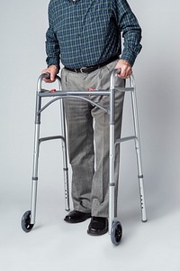 Senior man using a zimmer frame