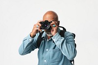 Senior man with a digital camera
