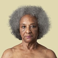 Portrait of a semi-nude senior African American woman mockup 