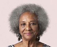 Happy black senior woman mockup 