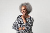 Cheeky black senior woman with afro hair