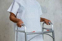 Patient holding a zimmer frame