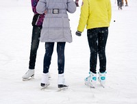 Girls ice skating, free public domain CC0 photo