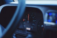 Car gauge, tachometer close up photo, free public domain CC0 image.