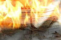 Free newpaper on fire photo, public domain CC0 image.