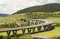 Free road through landscape image, public domain nature CC0 photo.