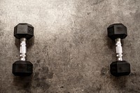 Close up of dumbbells in a gym