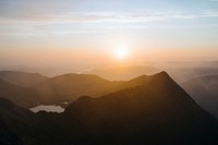 Sunrise view of Helvellyn range at the Lake District in England