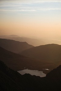 Sunrise view of Helvellyn range at the Lake District in England