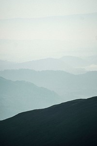 Misty view of Helvellyn range at the Lake District in England