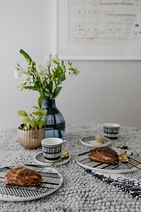 Afternoon tea time with modern patterned tableware tea set