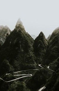 View of Tianmen Mountain road, China