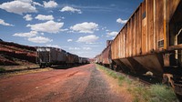 Desktop wallpaper background, rusty trains on a rail yard in Utah, USA