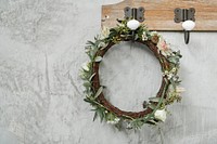 Floral wreath hanging on the wall