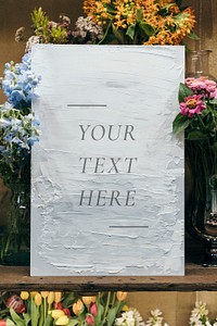 White canvas mockup with colorful flowers