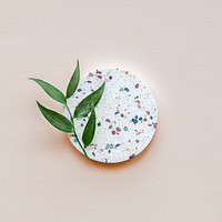 Terrazzo dish on a pastel background