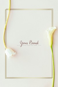 White flowers on a white card mockup