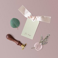 Cute floral stamp and label mockup