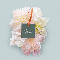Green floral flower label mockup