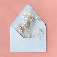 Cute blue envelope with flowers