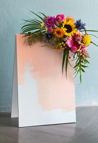 Blank blooming floral board mockup design