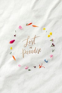 Colorful fresh petals round frame on white background