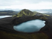 View of Hnausapollur lake in the Highlands of Iceland