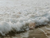 Frothy beach waves in motion