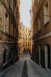 Narrow street in the city of Cagliari, Italy