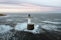 Rattray Head lighthouse at Aberdeenshire coast, Scotland