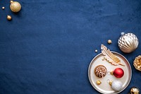 Festive Christmas ornaments on a blue background