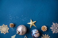 Christmas ornaments on a blue background
