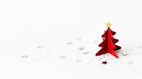 Festive red Christmas tree decor on a white background