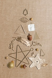 Festive Christmas ornaments on a beige background