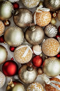 Festive red and golden shimmering bauble collection