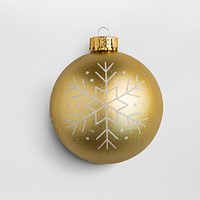 A shiny gold ball Christmas ornament isolated on gray background