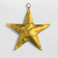 A gold star Christmas ornament isolated on gray background
