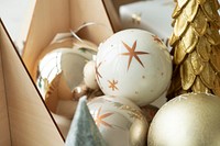 Festive golden Christmas ornament collection