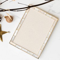 Festive picture frame on a table