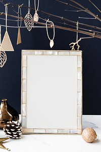 Festive photo frame on a table