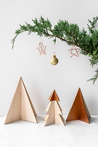 Christmas tree ornaments on a table
