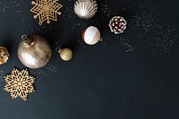 Christmas ornaments on a black background