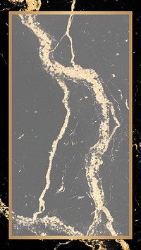 Golden rectangle frame on a marble texture mobile background illustration